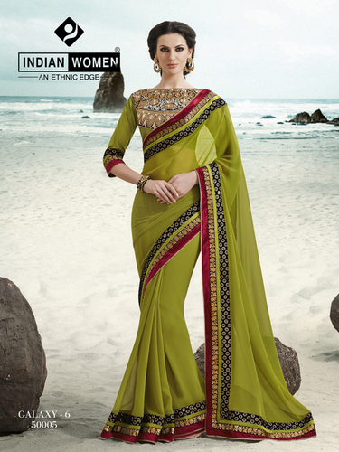 Green Party Wear Saree