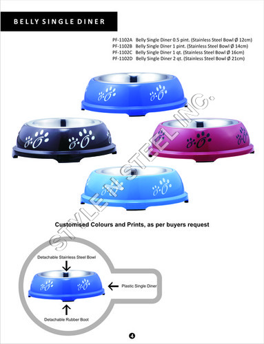 Pet Belly Single Diner - Stainless Steel Bowl 12-21 cm, Black Blue Red, Durable Corrosion Resistant