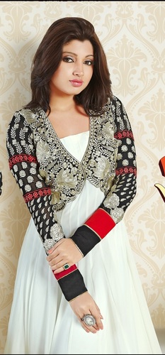 White Embroidered Georgette Material Suit 