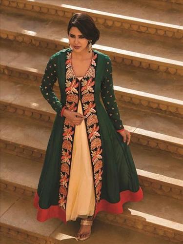 Multicolored Chiffon And Net Salwar Suit