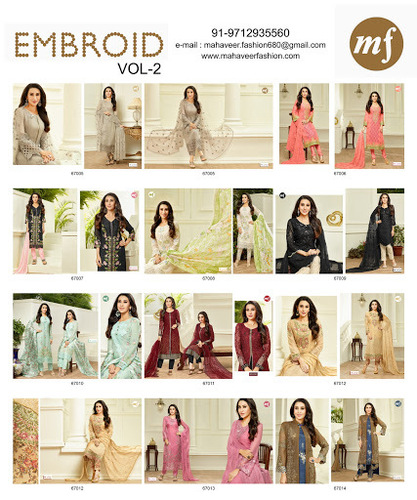 embroid b2 - Georgette Fabric, 12 PC Album, Various Sizes | Elegant Design, Embroidery Variety, Trendy Style