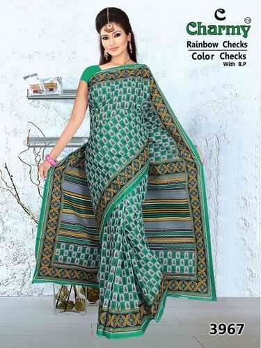 Dark Green Cotton Saree