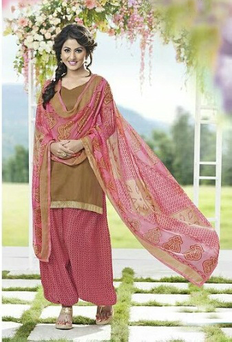 Brown and Pink Patiyala Suit