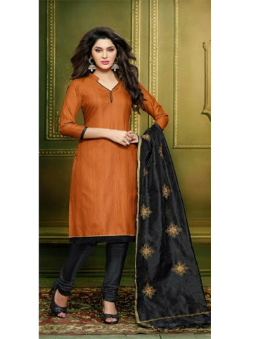 Tangerine and Black Trendy Cotton Suit