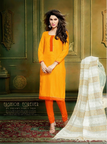 Marigold and Orange Trendy Cotton Suit