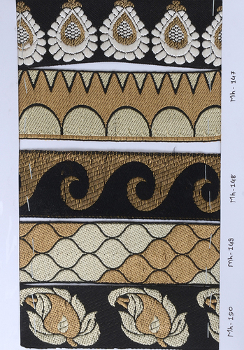 Maharani Lace Borders - Fabric Thread, Customizable Length, Varied Width, Black | Embroidered, Elegant Design, Durable, Intricate Details