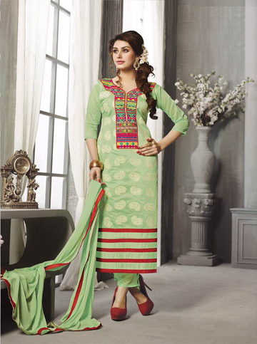 Pastel green colour cotton suit