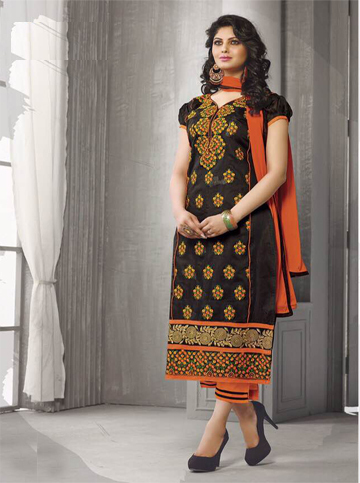 Black orange colour cotton suit