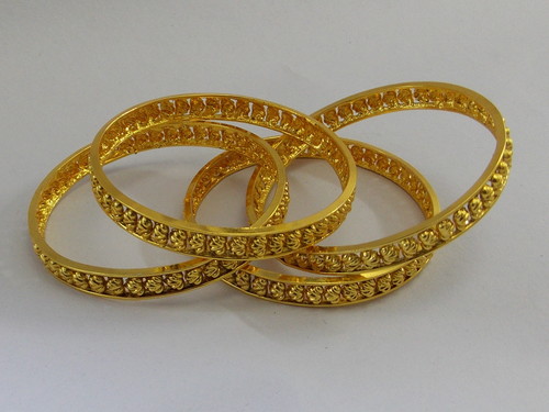 Plain Gold Bangles - 24K Gold, 2.5-2.75 Inch Diameter, 0.25-0.5 Inch Width | Polished Finish, Elegant Design, Durable, Stylish Accessory