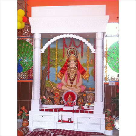 Interior Designing - Marble/Wood, 48x36x12 Inches, White | Aesthetic Appeal, Durable Design, Religious Focus, Space Saving, Easy Assembly, Polished Finish