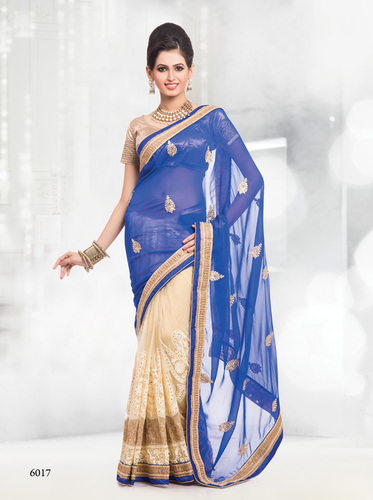 Blue Chiffon Saree