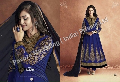 Trendly Designer Anarkali Suit - Georgette Blue, Bahualpuri Dupatta, Embellished, Elegant Stylish Look
