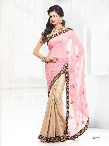 Pink Chiffon Saree