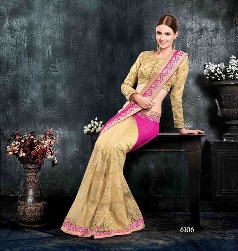Half-Half saree with heavy long sleeves 