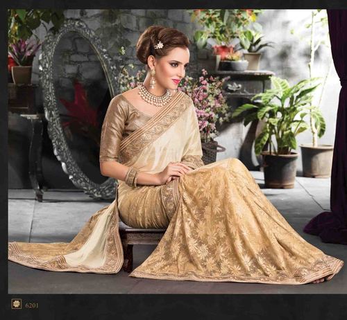 Beigish saree with half lycra and half shentley