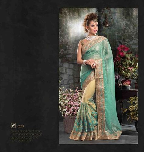 Beigish saree with delicate butti on pallu