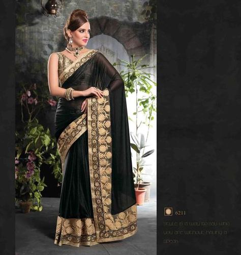 Carbon black lycra saree