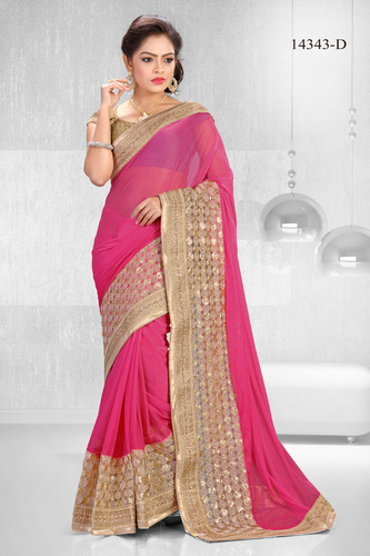 Lycra Saree with Candy Pink Colour