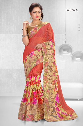 Lycra & Floral Print Saree