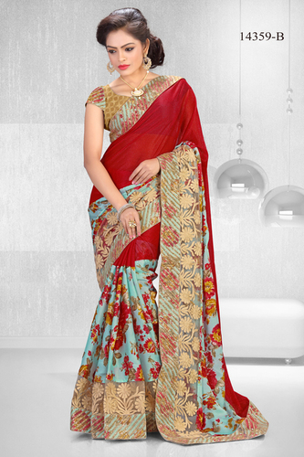 Lycra & Floral Print Saree
