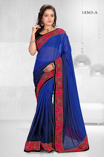 Royal Blue Shaded Lycra Saree