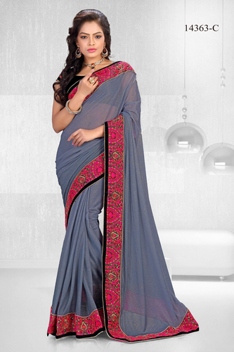 Beautiful Grey lycra saree
