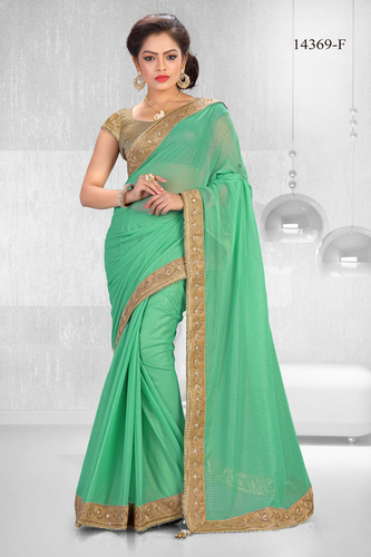 Mint Green Chiffon Saree