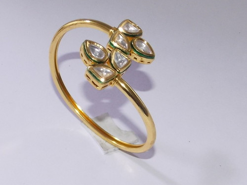 Fusion Bangles - Gold-Plated Metal, 55-65 mm Diameter, Gold, Polished Finish | Elegant Design, Cubic Zirconia Accents, Adjustable Fit