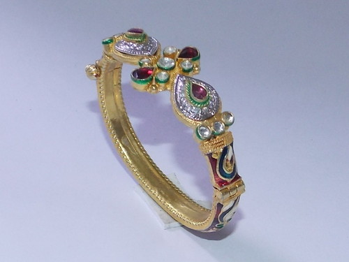 Fusion Bangles - Gold, 60-70 mm Diameter | Elegant Design, Gemstone Accents, Polished Finish