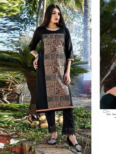 Exclusive Black Colour Cotton Kurti