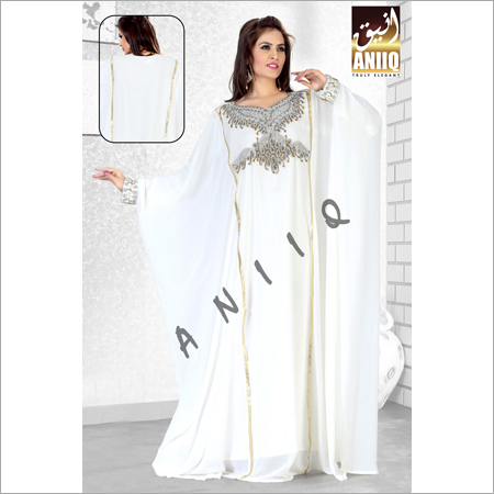 White Color Kaftan - Fine Fabric, Multiple Sizes, Floor-Length | Detailed Embroidery, Seamless Stitching, Neat Finishing