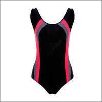 Ladies Swimsuits - Polyester Material, Customized & Plus Size Options | Black & Red Striped Pattern, Washable, Sleeveless Western Design