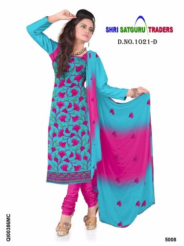 glace cotton heavy embroidery long suits