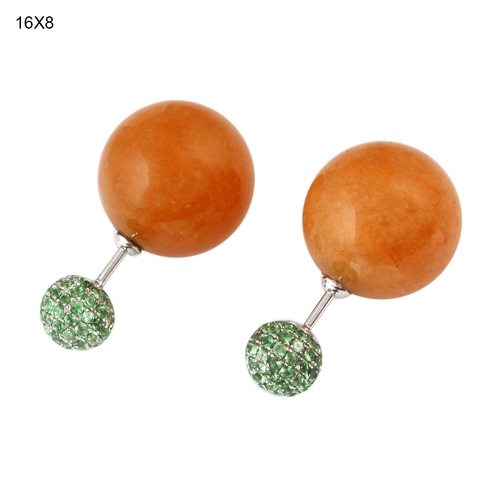 Gemstone Ball Stud Earring