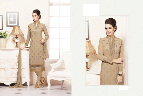 Dark cream georgette suit