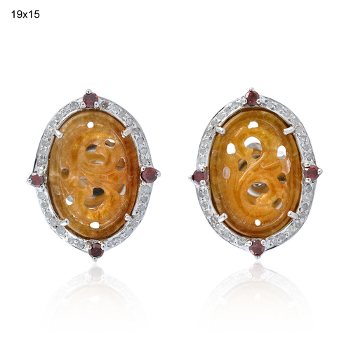 Jade Carved Stud Earring