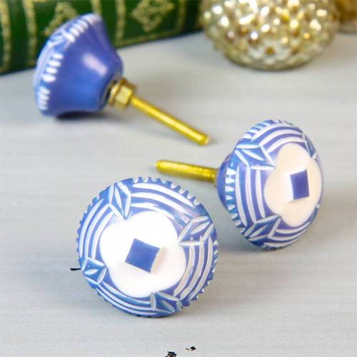 Blue Resin Carved Door Knob