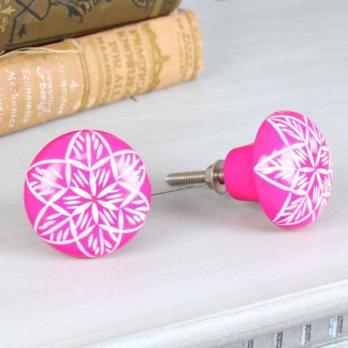 Original Neon-Pink-Carved-Resin-Drawer-Knob