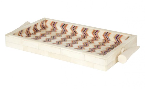 Bone and Multicolor Serving Tray