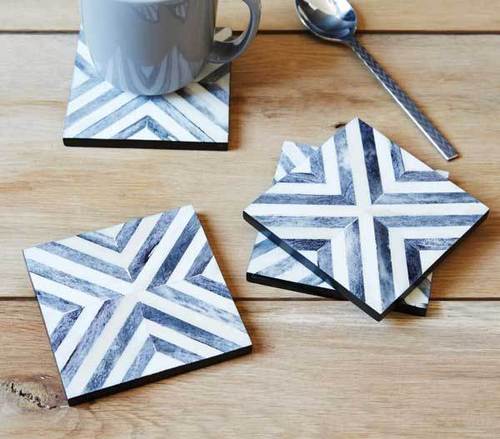 Blue and White Bone Coaster