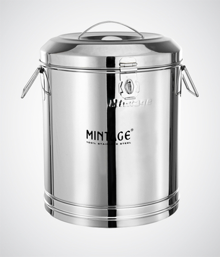 Kunda Pawali - Stainless Steel, 5 Liters, 10x10x10 Inches | High Gloss Mirror Finish, Airtight Snap-On Lid, Side Handles, Durable, Easy to Clean
