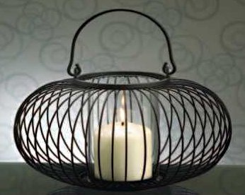 Lantern - Metal Wire 10x10x15 cm, Black | Elegant Design, Portable Wire Loop Handle, Ambient Lighting