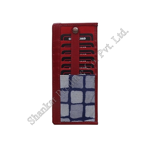 Leather Credit Card Holder with Handmade Batik