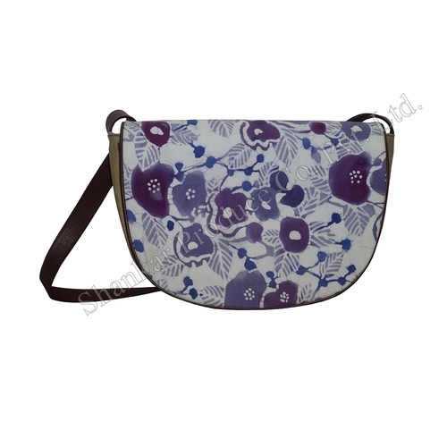 Canvas Shoulder Bag with Hand Batik Print
