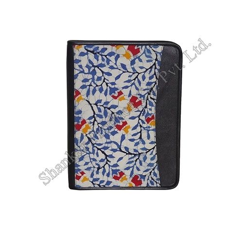 Cotton Business Folio with Hand Batik & Genuine Leather Trims