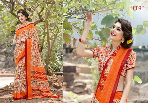 Lilan Poly Cotton Printed Sarees