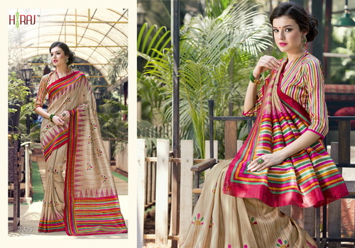 Lilan Poly Cotton Printed Sarees