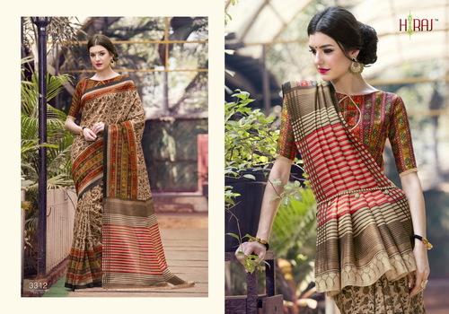 Lilan Poly Cotton Printed Sarees