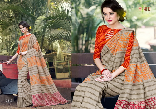 Lilan Poly Cotton Printed Sarees