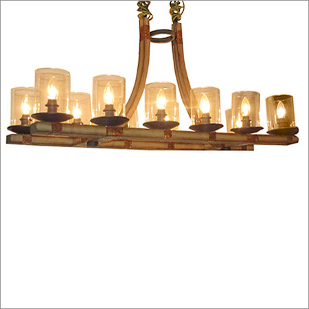 Modern Rustic Wood Frame Glass Candle Hanging Light